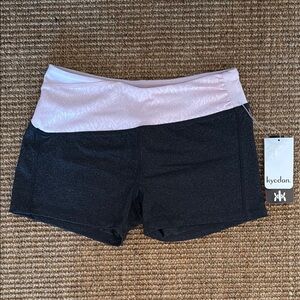 Kyodan Women's Athletic Spandex Shorts in Black and Soft Pink Small
